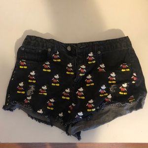 Forever 21 Black Denim Mickey Mouse Jean Shorts